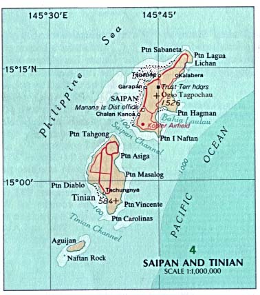 saipan tinian iles iles mariannes du nord carte